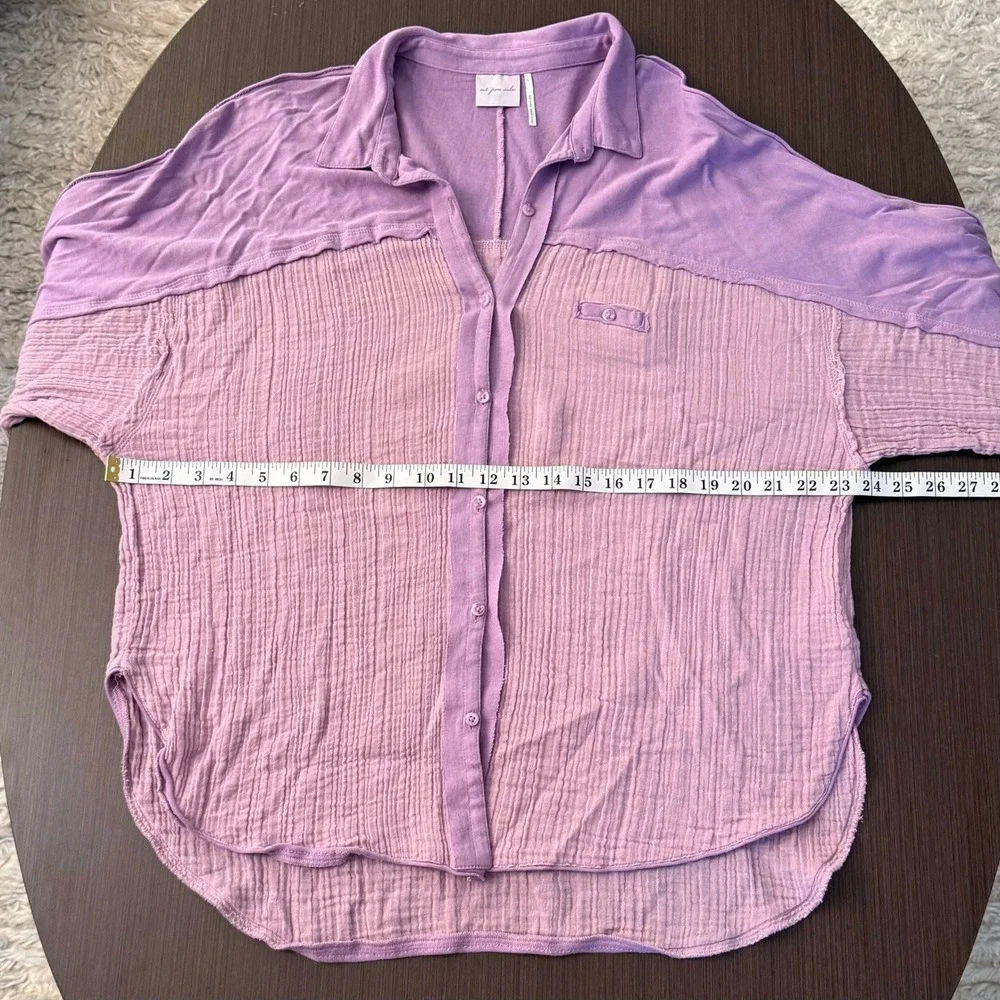 Urban Outfitters Out From Under Purple Gauze‎ Button Up Shirt Oversized Large - Picture 5 of 9